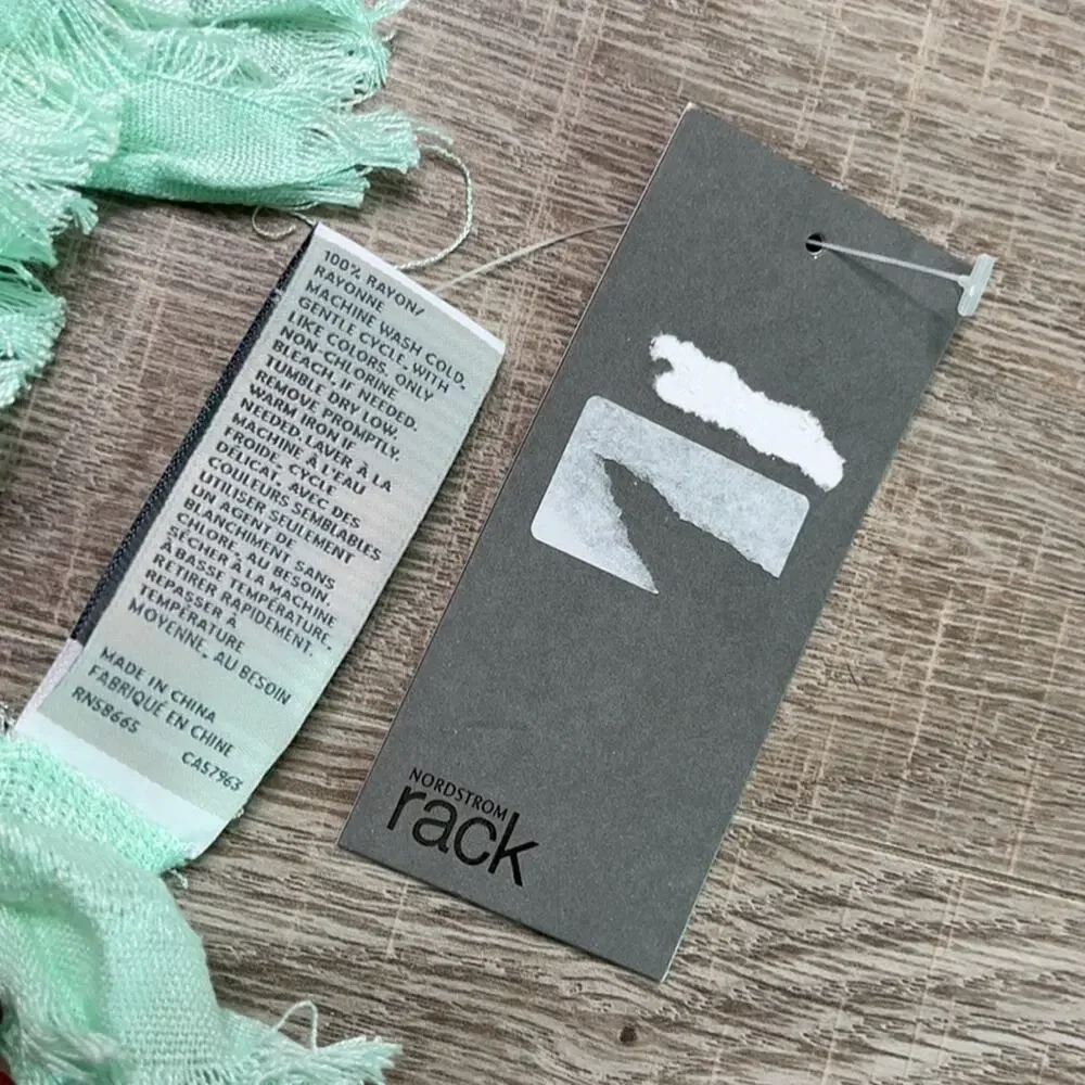 NWT NORDSTROM RACK Teal Mint Fringe Edge Scarf